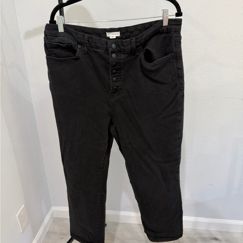 Good American Black Boyfriend Jeans with Button-Fly